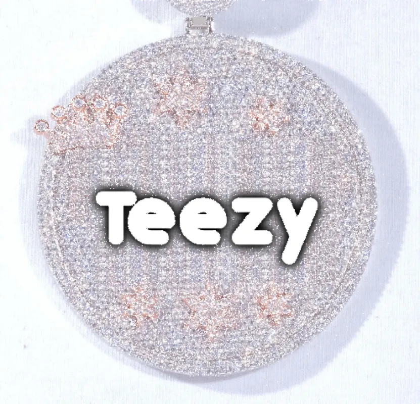 CUSTOM LETTER NECKLACE 3D BIG CROWN DISC sold by The GUU Shop