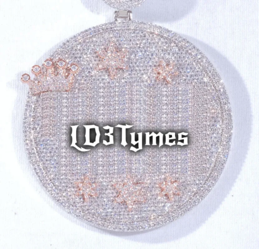 CUSTOM LETTER NECKLACE 3D BIG CROWN DISC made by The GUU Shop