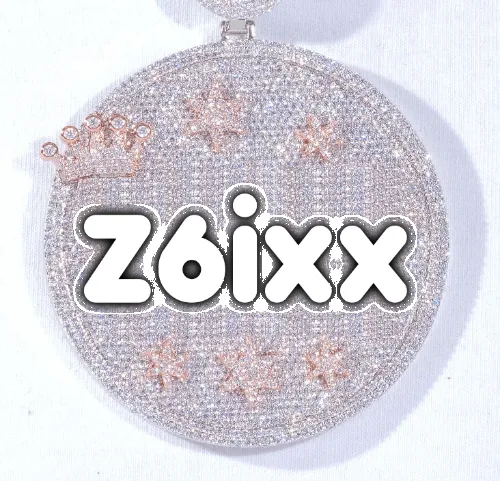 CUSTOM LETTER NECKLACE 3D BIG CROWN DISC sold by The GUU Shop