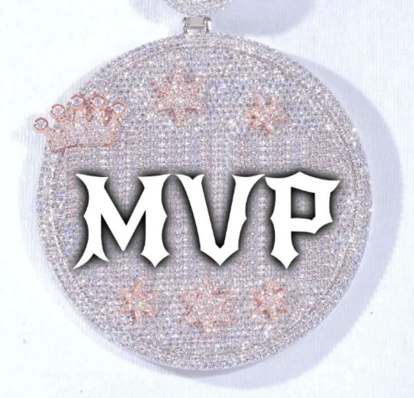 CUSTOM LETTER NECKLACE 3D BIG CROWN DISC sold by The GUU Shop