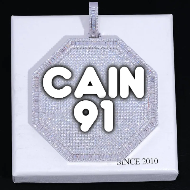 CUSTOM LETTER NECKLACE 3D BIG OCTAGON sold by The GUU Shop