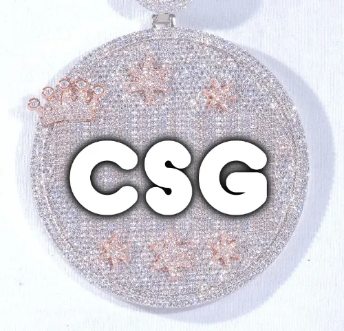 CUSTOM LETTER NECKLACE 3D BIG CROWN DISC sold by The GUU Shop