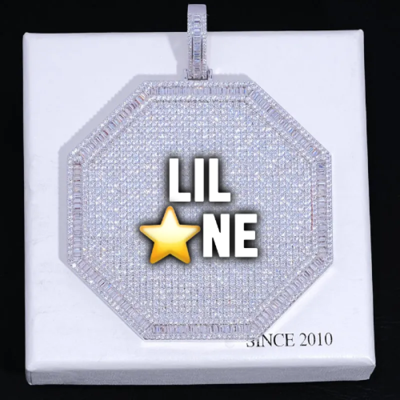 CUSTOM LETTER NECKLACE 3D BIG OCTAGON sold by The GUU Shop