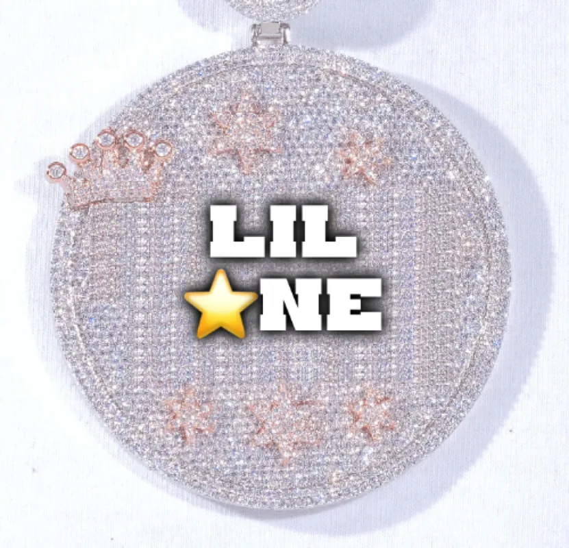 CUSTOM LETTER NECKLACE 3D BIG CROWN DISC sold by The GUU Shop