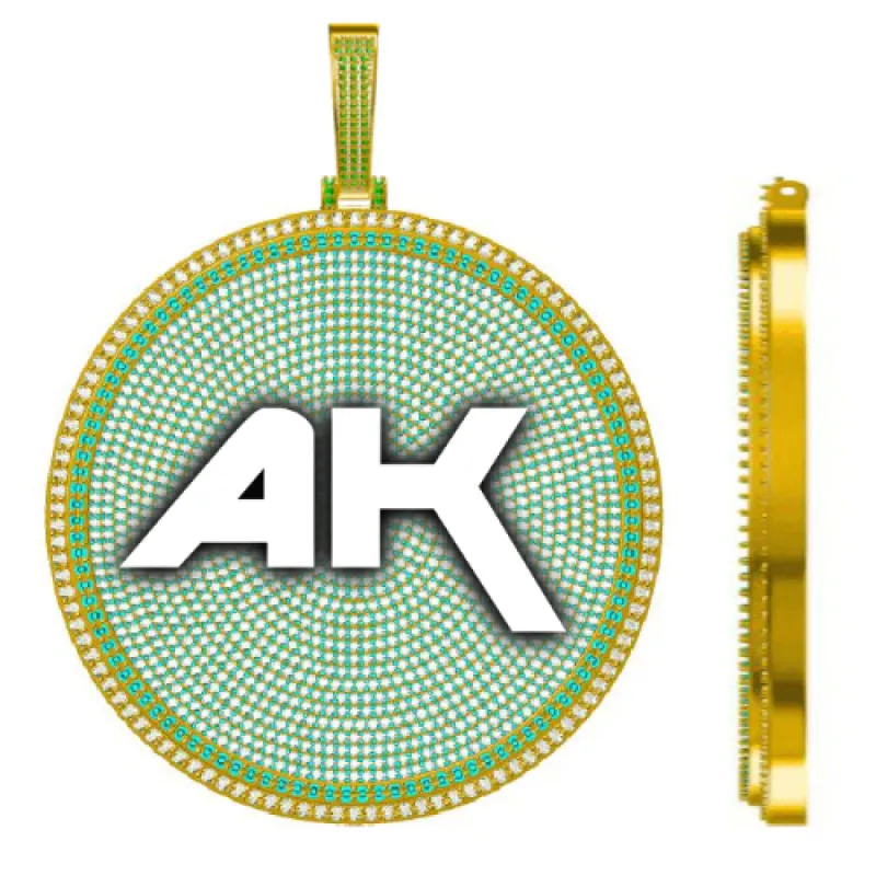 CUSTOM LETTER NECKLACE 3D BIG DISC sold by The GUU Shop