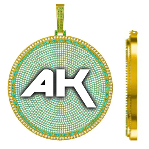 CUSTOM LETTER NECKLACE 3D BIG DISC sold by The GUU Shop