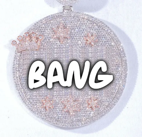 CUSTOM LETTER NECKLACE 3D BIG CROWN DISC sold by The GUU Shop