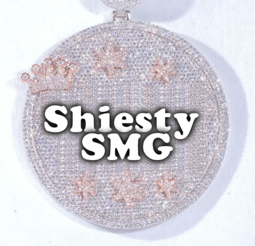 CUSTOM LETTER NECKLACE 3D BIG CROWN DISC sold by The GUU Shop