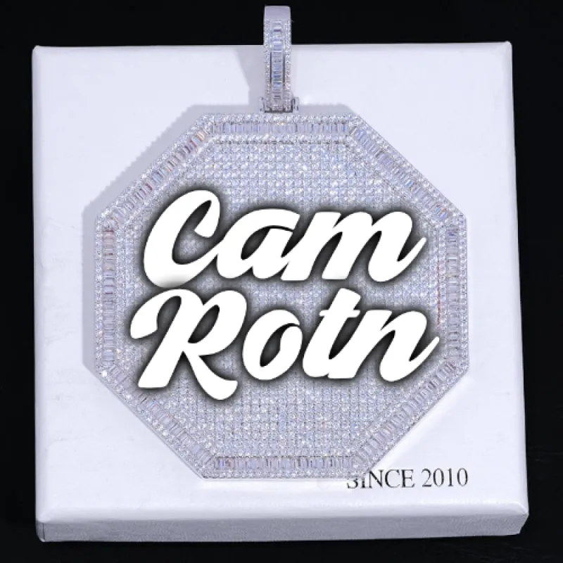 CUSTOM LETTER NECKLACE 3D BIG OCTAGON sold by The GUU Shop