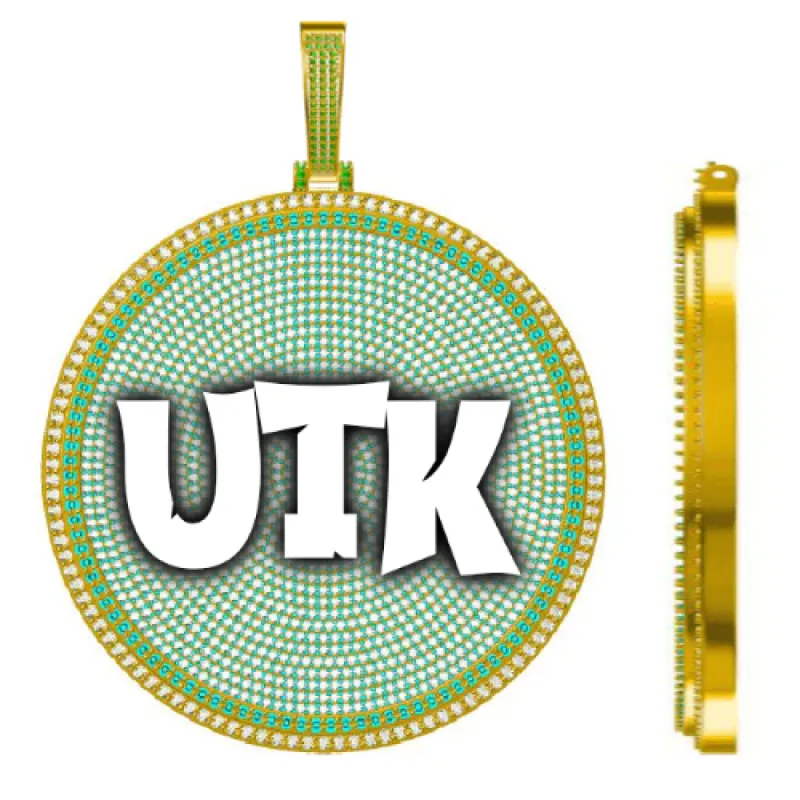 CUSTOM LETTER NECKLACE 3D BIG DISC sold by The GUU Shop