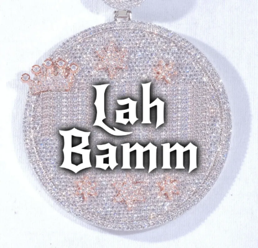 CUSTOM LETTER NECKLACE 3D BIG CROWN DISC sold by The GUU Shop