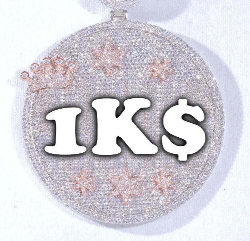 CUSTOM LETTER NECKLACE 3D BIG CROWN DISC sold by The GUU Shop