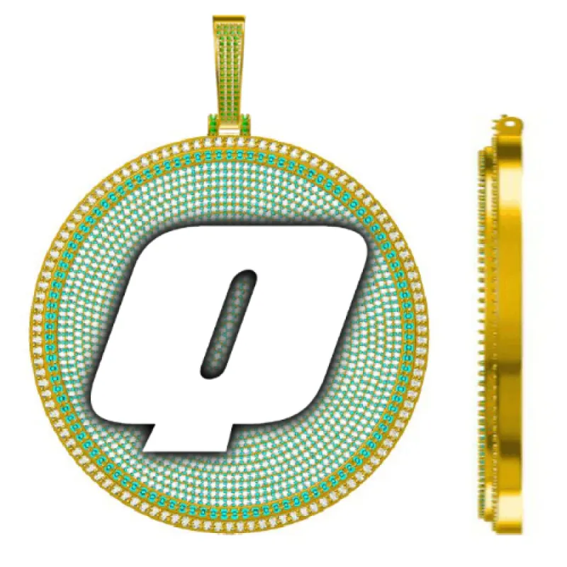 CUSTOM LETTER NECKLACE 3D BIG DISC sold by The GUU Shop