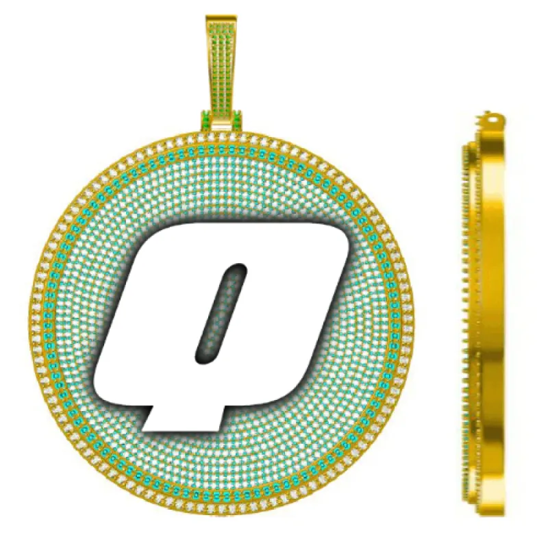 CUSTOM LETTER NECKLACE 3D BIG DISC sold by The GUU Shop