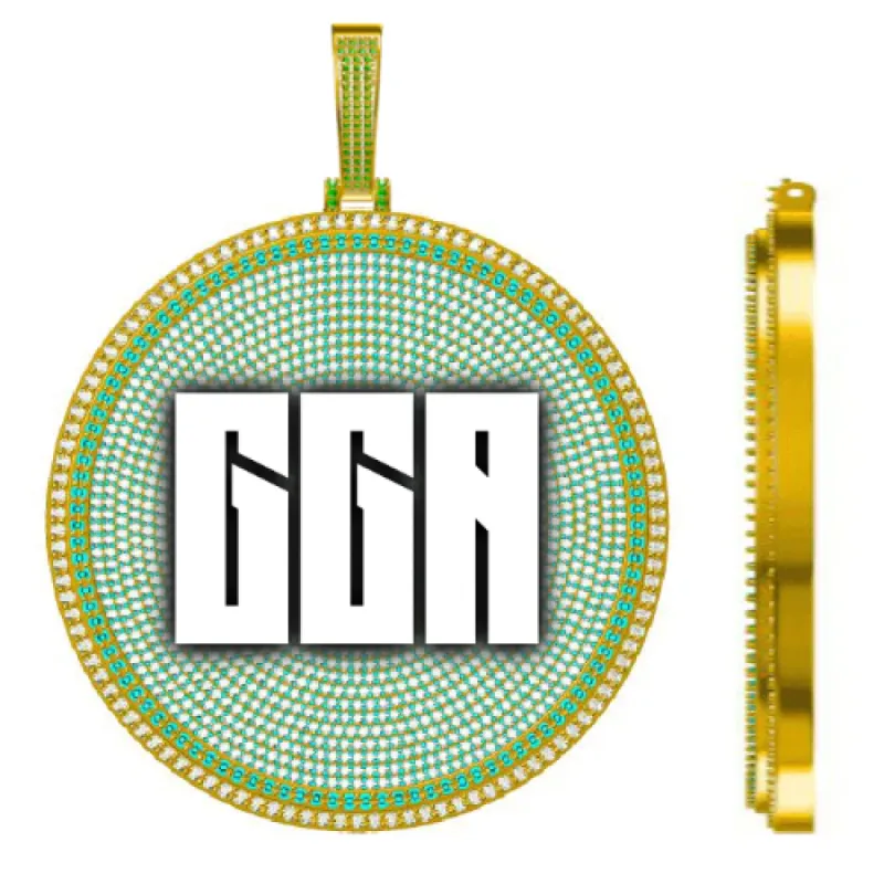 CUSTOM LETTER NECKLACE 3D BIG DISC sold by The GUU Shop