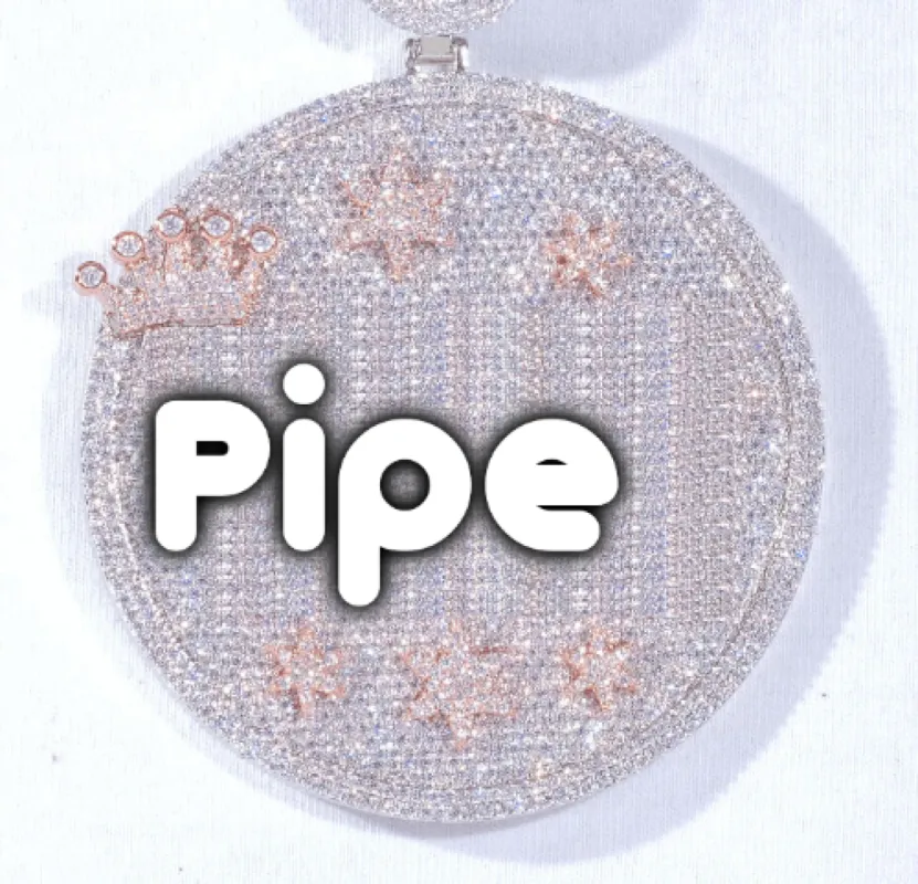 CUSTOM LETTER NECKLACE 3D BIG CROWN DISC sold by The GUU Shop