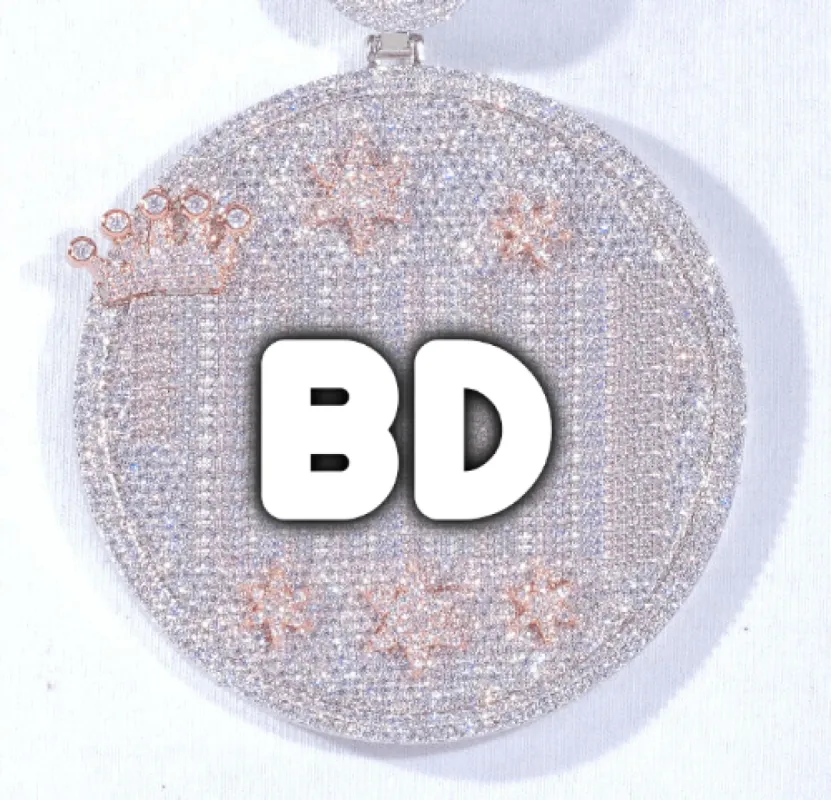 CUSTOM LETTER NECKLACE 3D BIG CROWN DISC sold by The GUU Shop
