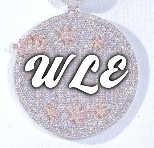 CUSTOM LETTER NECKLACE 3D BIG CROWN DISC sold by The GUU Shop