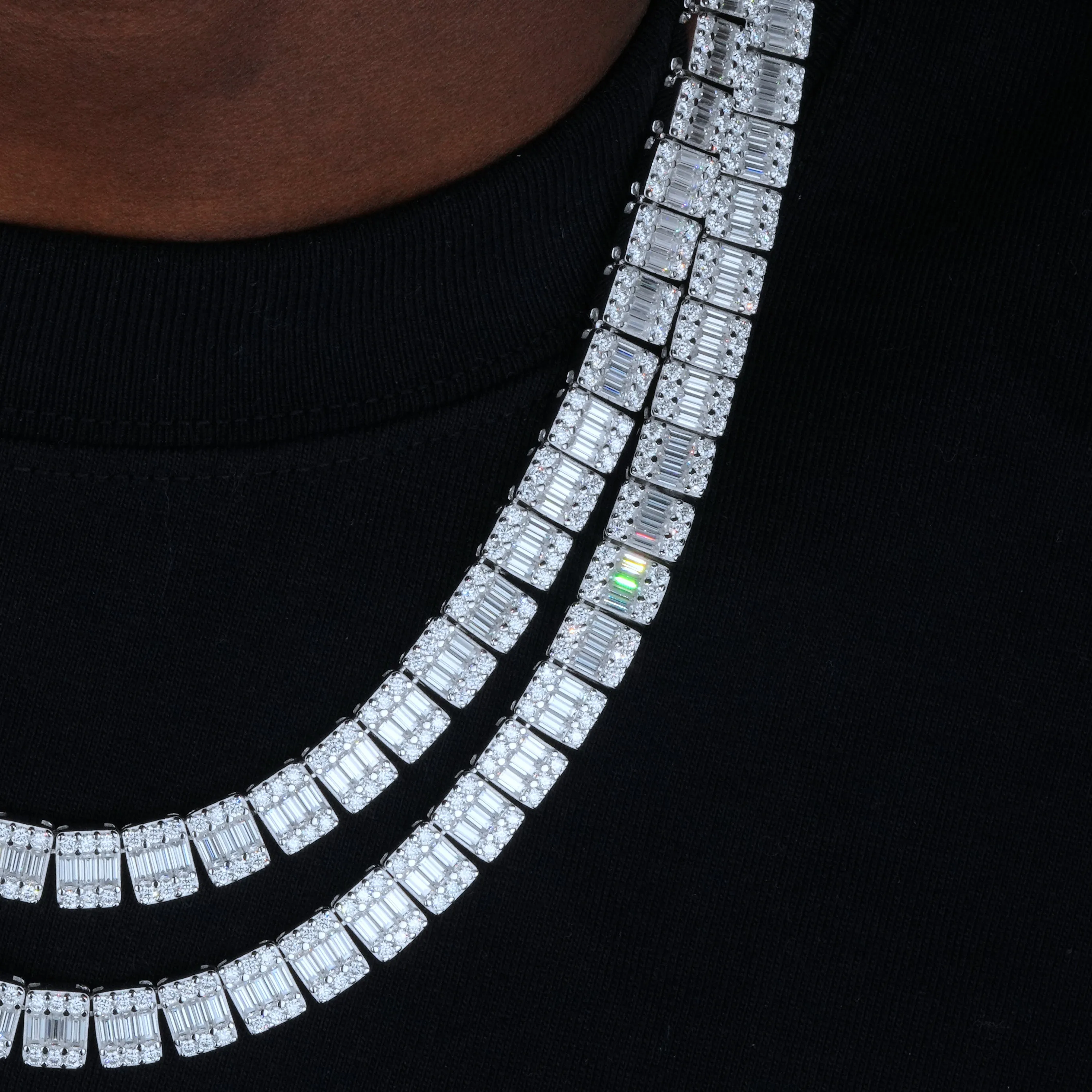 925S & VVS Moissanite 8MM Baguette Link Chain sold by The GUU Shop product image thumbnail 4