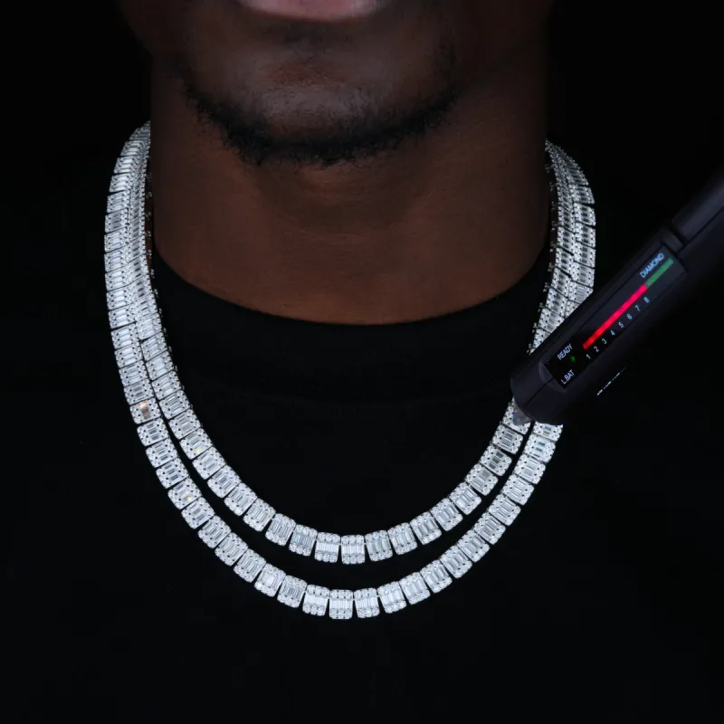 925S & VVS Moissanite 8MM Baguette Link Chain sold by The GUU Shop