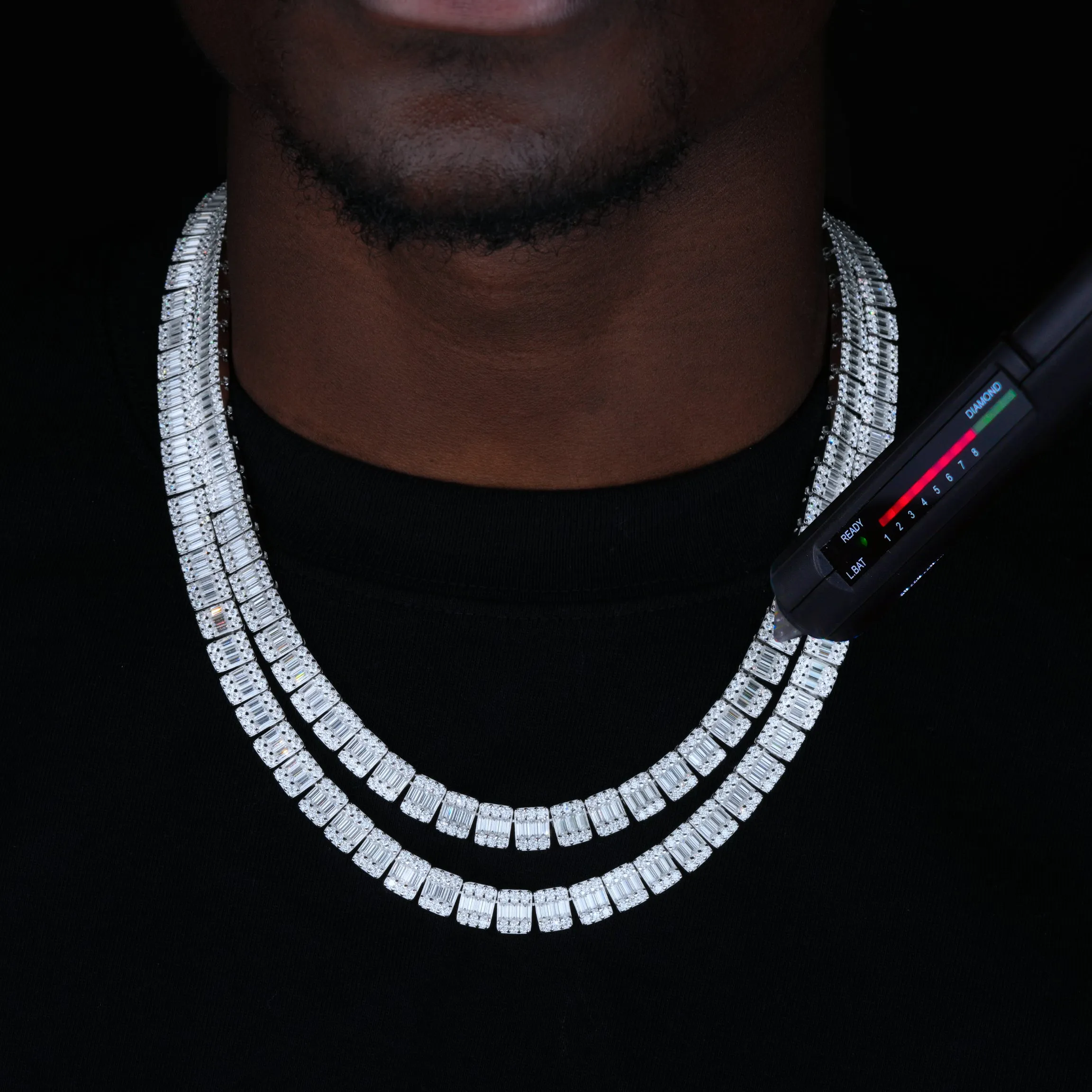 925S & VVS Moissanite 8MM Baguette Link Chain sold by The GUU Shop