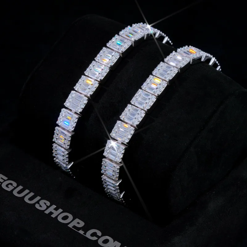 925S & VVS Moissanite 8MM Bageutte Bracelet sold by The GUU Shop