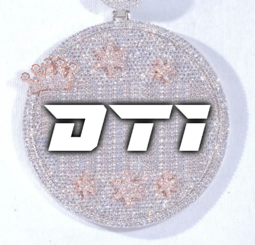 CUSTOM LETTER NECKLACE 3D BIG CROWN DISC sold by The GUU Shop