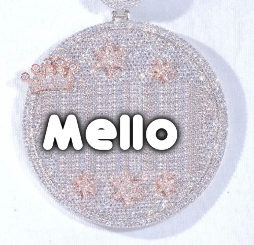 CUSTOM LETTER NECKLACE 3D BIG CROWN DISC sold by The GUU Shop