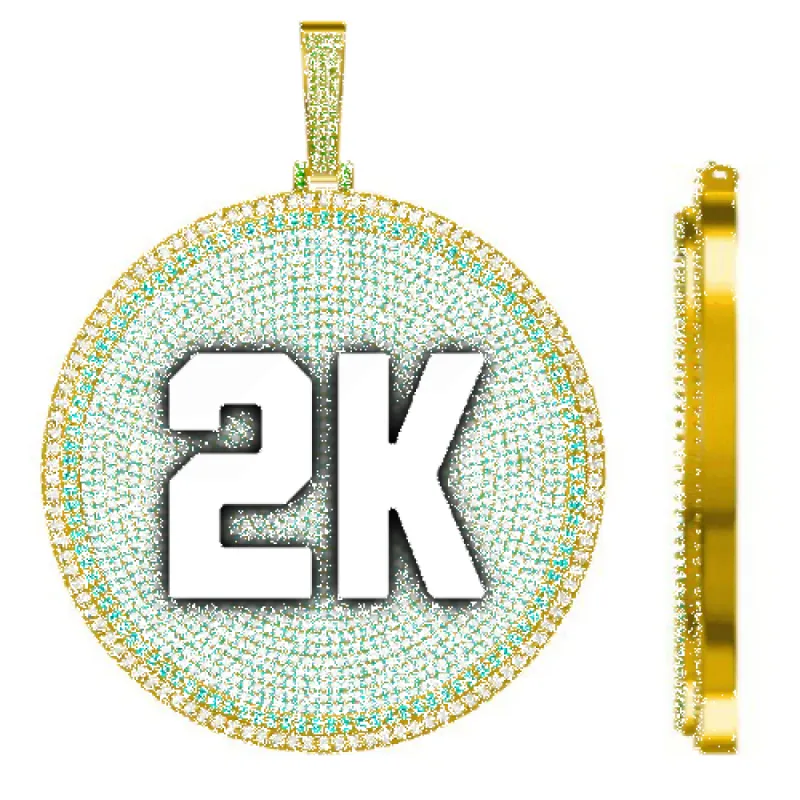 CUSTOM LETTER NECKLACE 3D BIG DISC sold by The GUU Shop