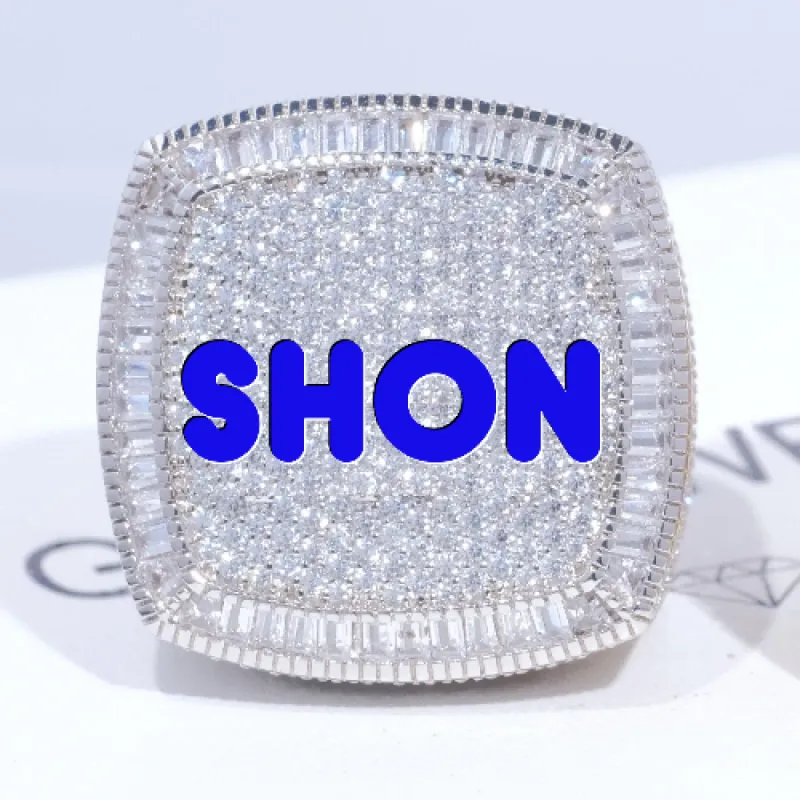 CUSTOM LETTER 3D ICED RING sold by The GUU Shop