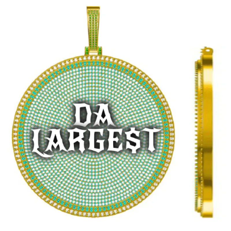 CUSTOM LETTER NECKLACE 3D BIG DISC sold by The GUU Shop