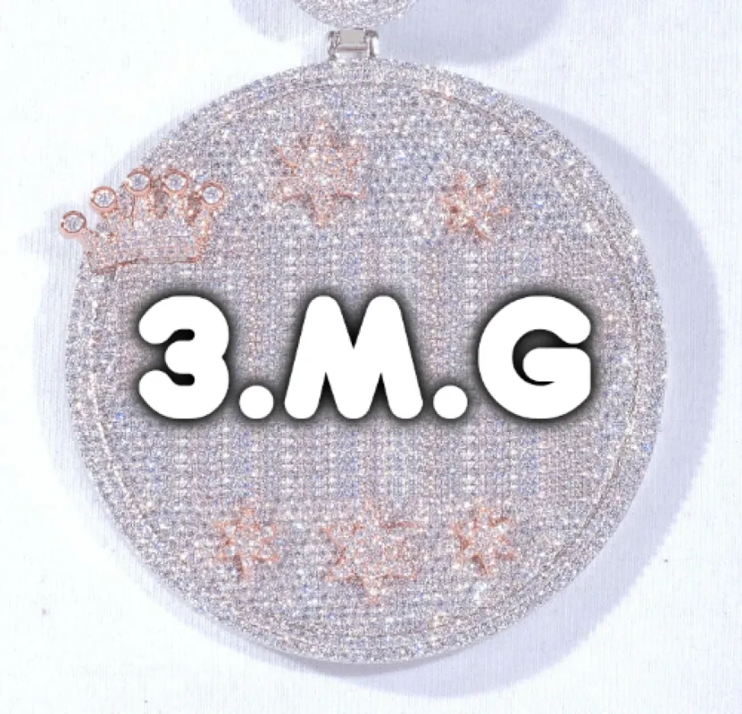 CUSTOM LETTER NECKLACE 3D BIG CROWN DISC sold by The GUU Shop