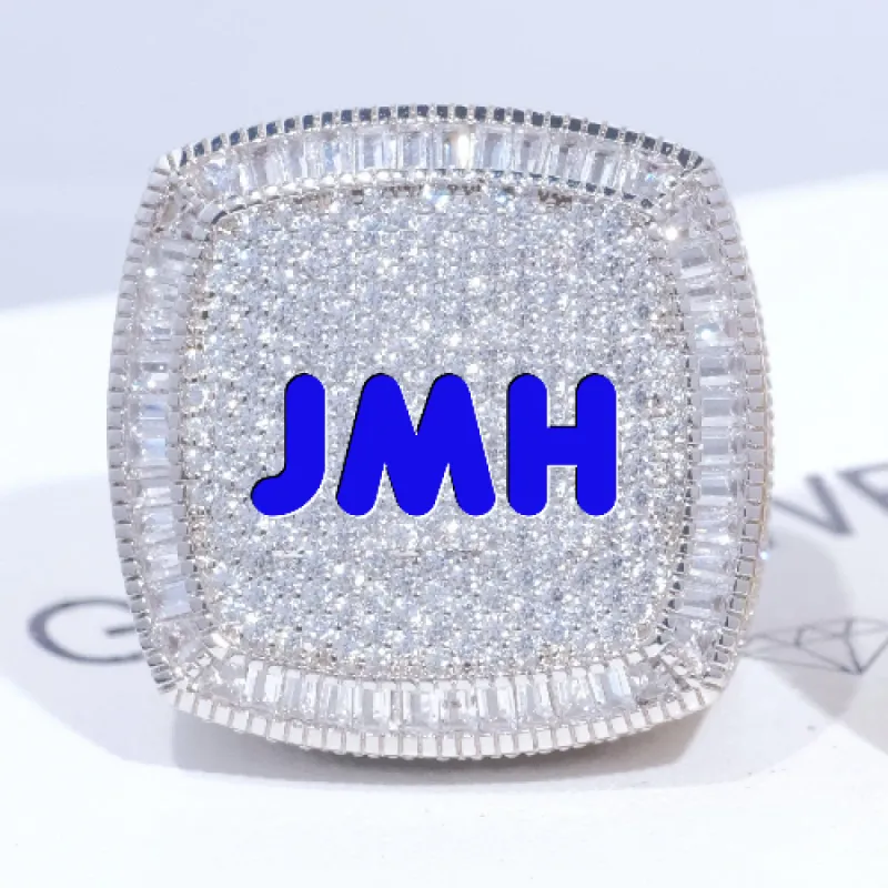 CUSTOM LETTER 3D ICED RING sold by The GUU Shop