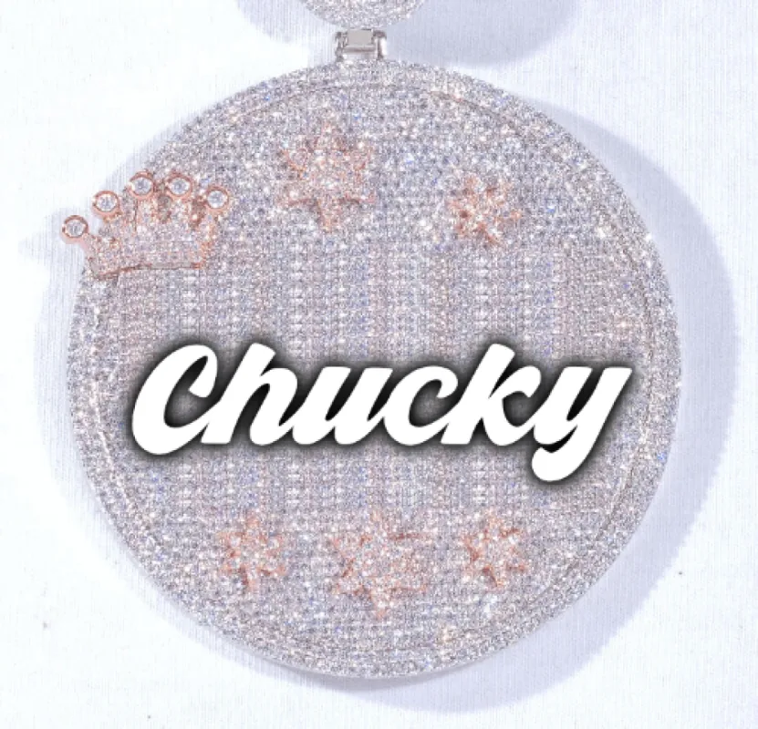 CUSTOM LETTER NECKLACE 3D BIG CROWN DISC sold by The GUU Shop