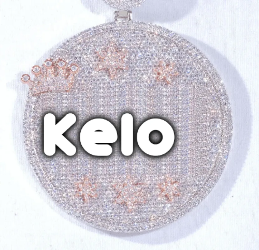 CUSTOM LETTER NECKLACE 3D BIG CROWN DISC sold by The GUU Shop