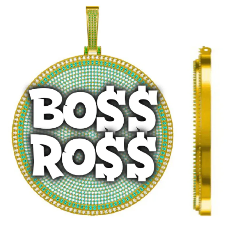 CUSTOM LETTER NECKLACE 3D BIG DISC sold by The GUU Shop