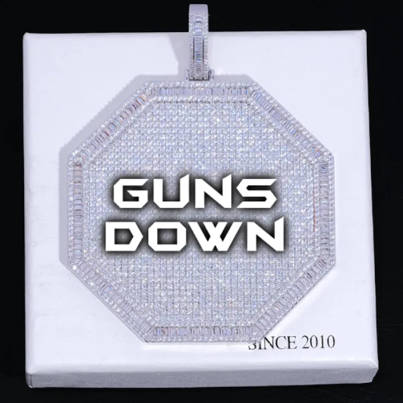 CUSTOM LETTER NECKLACE 3D BIG OCTAGON sold by The GUU Shop