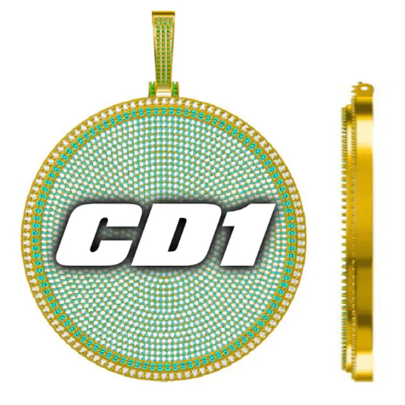 CUSTOM LETTER NECKLACE 3D BIG DISC sold by The GUU Shop