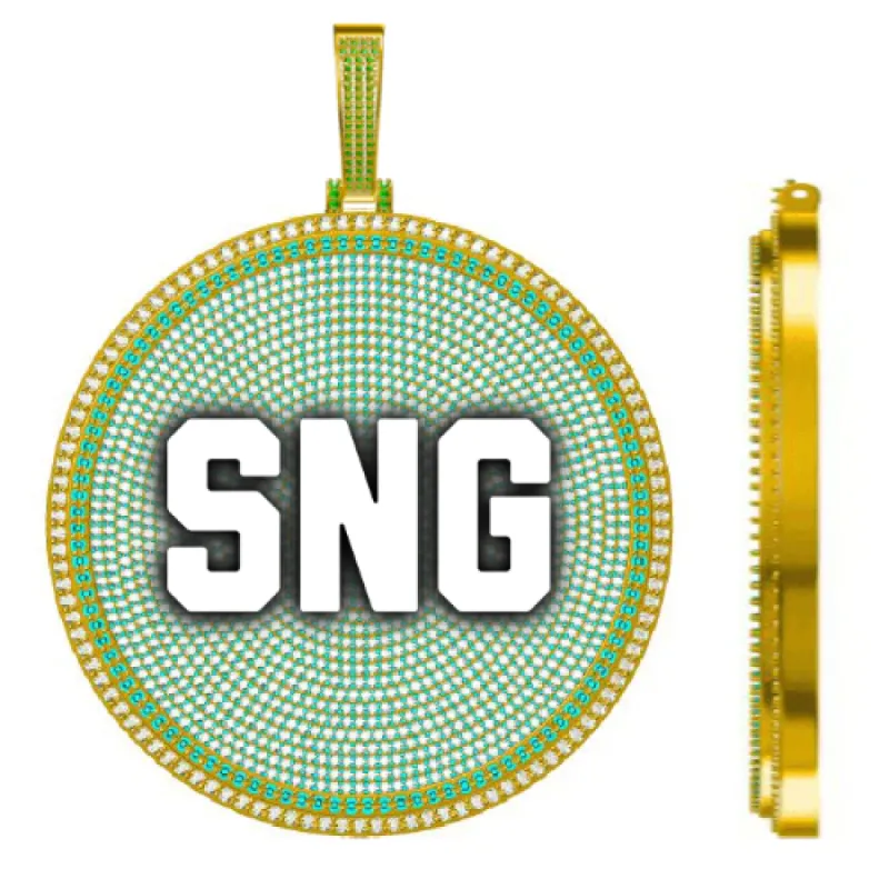 CUSTOM LETTER NECKLACE 3D BIG DISC sold by The GUU Shop