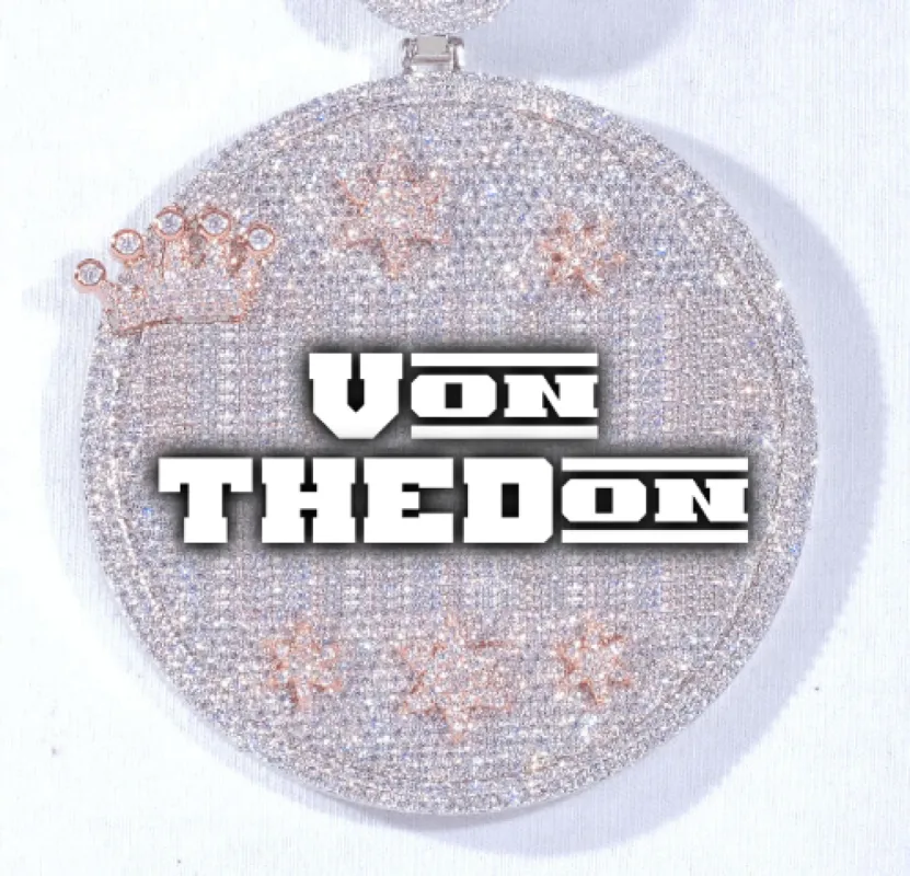 CUSTOM LETTER NECKLACE 3D BIG CROWN DISC sold by The GUU Shop