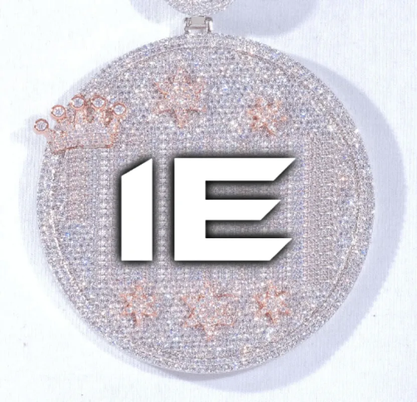 CUSTOM LETTER NECKLACE 3D BIG CROWN DISC sold by The GUU Shop