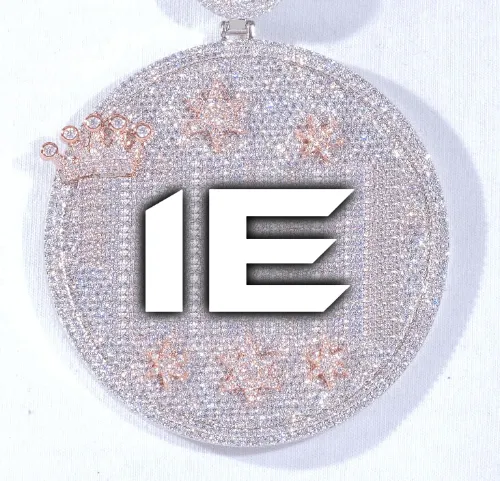 CUSTOM LETTER NECKLACE 3D BIG CROWN DISC sold by The GUU Shop