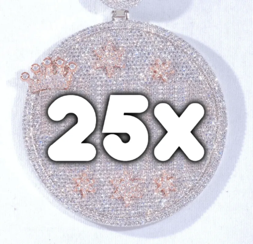 CUSTOM LETTER NECKLACE 3D BIG CROWN DISC sold by The GUU Shop