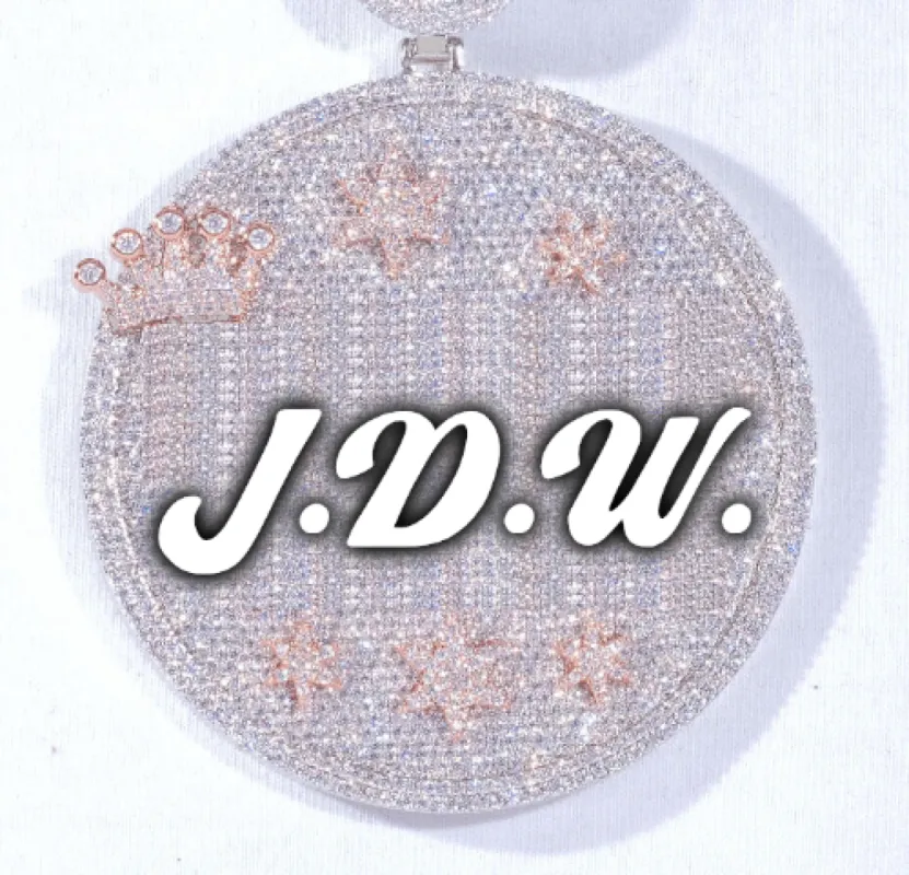 CUSTOM LETTER NECKLACE 3D BIG CROWN DISC sold by The GUU Shop