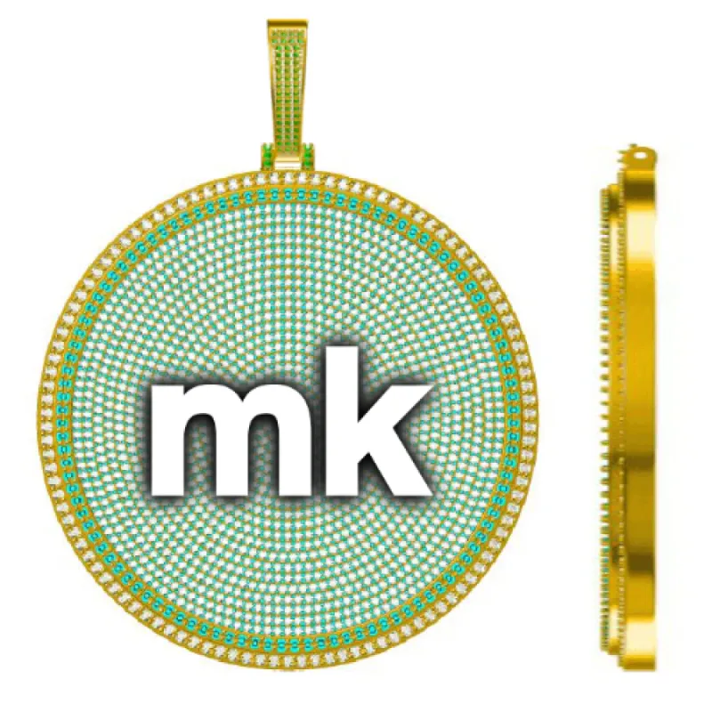 CUSTOM LETTER NECKLACE 3D BIG DISC sold by The GUU Shop