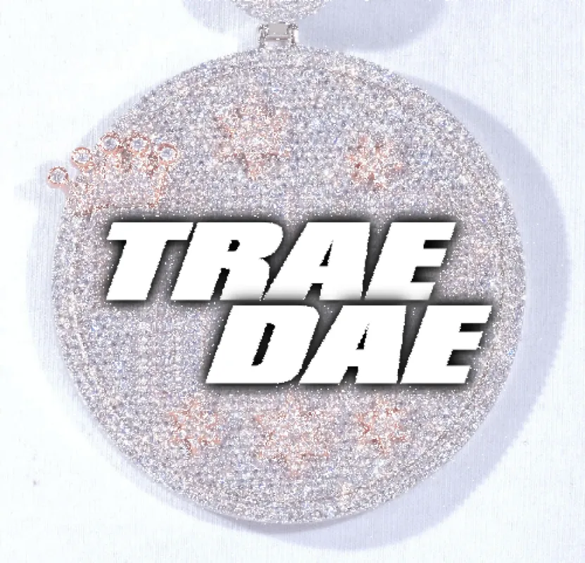 CUSTOM LETTER NECKLACE 3D BIG CROWN DISC sold by The GUU Shop