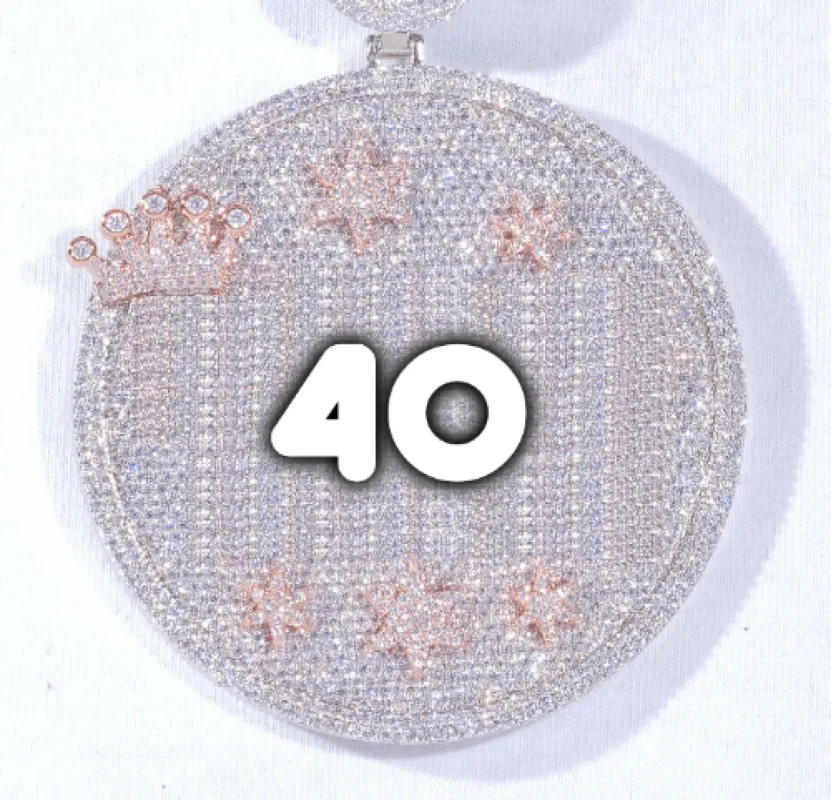 CUSTOM LETTER NECKLACE 3D BIG CROWN DISC sold by The GUU Shop