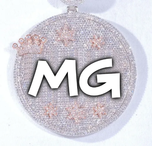 CUSTOM LETTER NECKLACE 3D BIG CROWN DISC sold by The GUU Shop