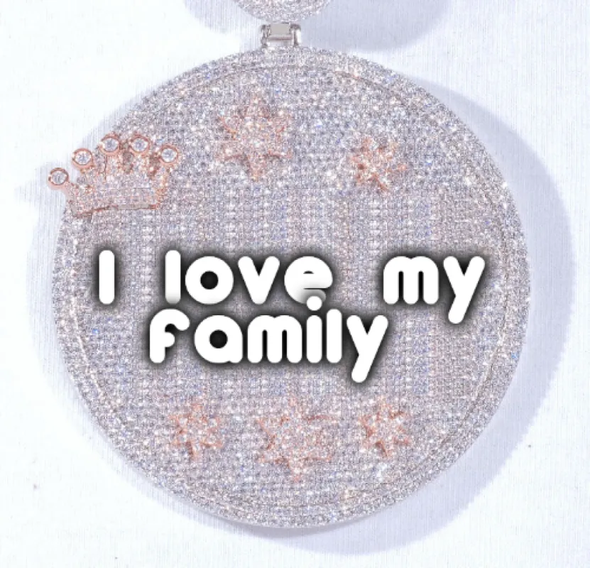 CUSTOM LETTER NECKLACE 3D BIG CROWN DISC sold by The GUU Shop