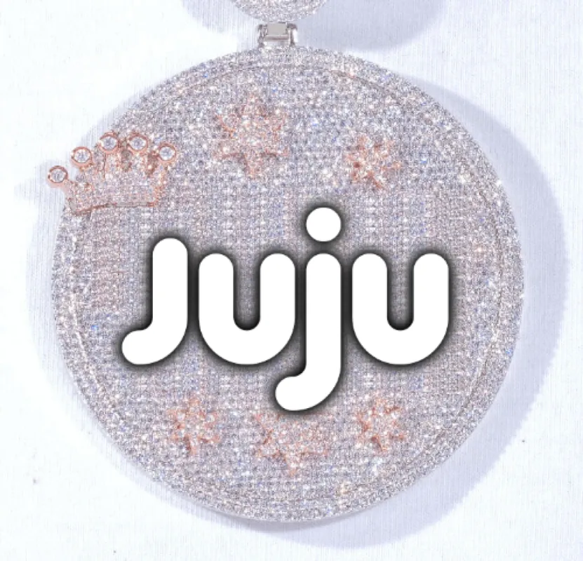 CUSTOM LETTER NECKLACE 3D BIG CROWN DISC sold by The GUU Shop